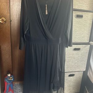 Lane Bryant Black Asymmetrical Wrap Dress Size 14